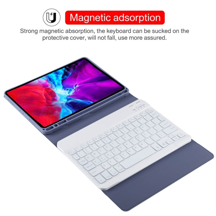TG11BS Detachable Bluetooth White Keyboard Microfiber Leather Tablet Case for iPad Pro 11 inch (2020), with Backlight & Pen Slot & Holder