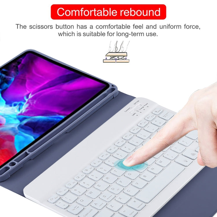 TG11BS Detachable Bluetooth White Keyboard Microfiber Leather Tablet Case for iPad Pro 11 inch (2020), with Backlight & Pen Slot & Holder