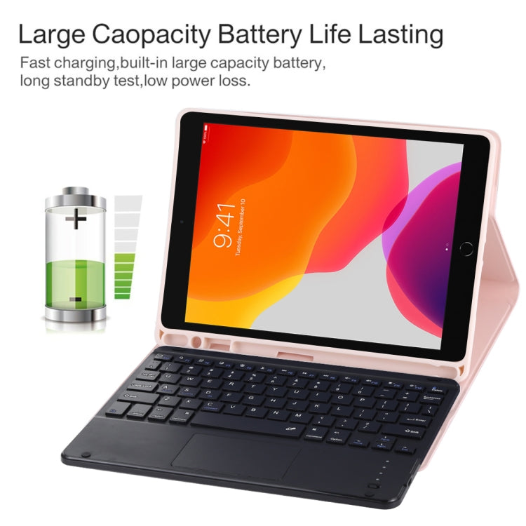 TG-102BC Detachable Bluetooth Black Keyboard + Microfiber Leather Tablet Case for iPad 10.2 inch / iPad Air (2019), with Touch Pad & Pen Slot & Holder