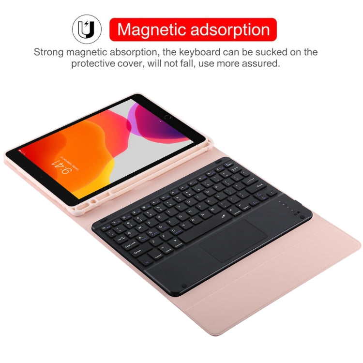 TG-102BC Detachable Bluetooth Black Keyboard + Microfiber Leather Tablet Case for iPad 10.2 inch / iPad Air (2019), with Touch Pad & Pen Slot & Holder