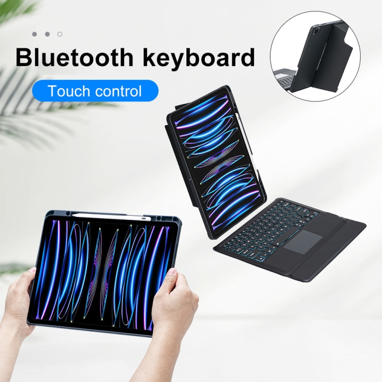 T129-AS For iPad Air 13 2025 / Pro 12.9 2022 / 2021 / 2020 / 2018 Touch Backlight Split Type Bluetooth Keyboard Leather Case