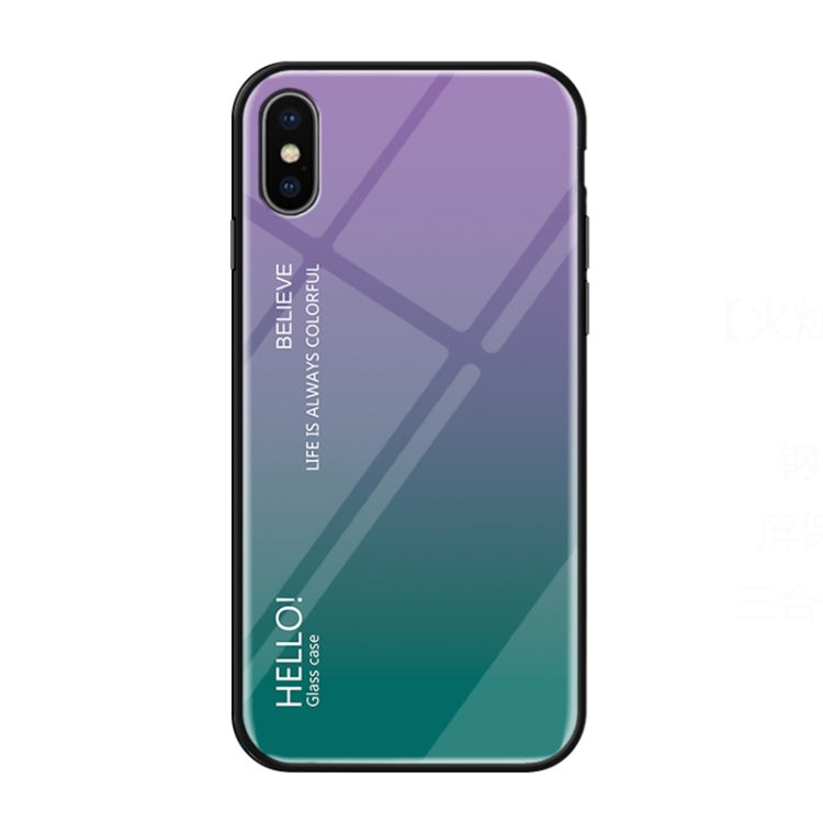 For iPhone XS Max Gradient Color Glass Case