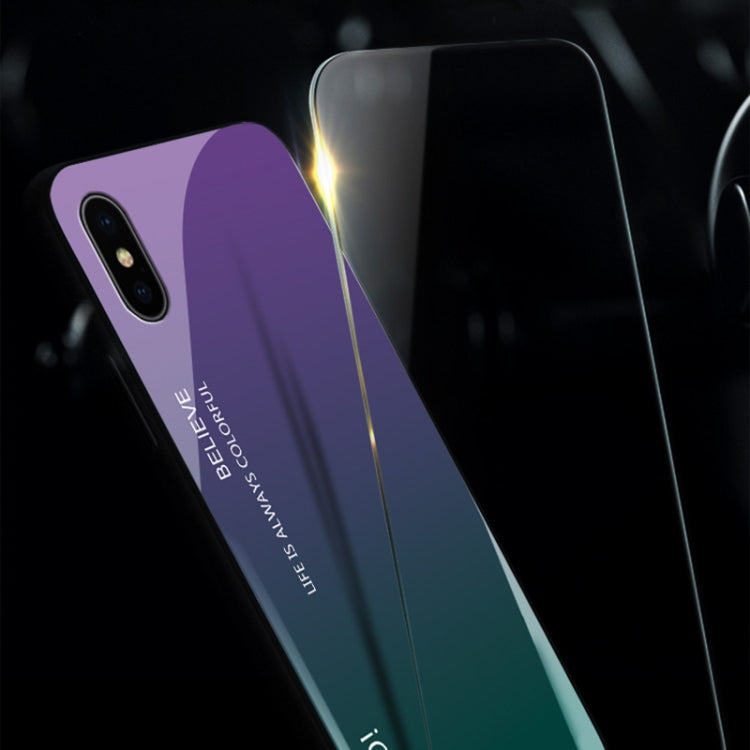 For iPhone XS Max Gradient Color Glass Case