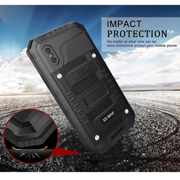 For iPhone XS Max Waterproof Dustproof Shockproof Zinc Alloy + Silicone Case