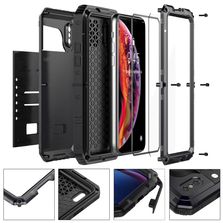 For iPhone XS Max Waterproof Dustproof Shockproof Zinc Alloy + Silicone Case