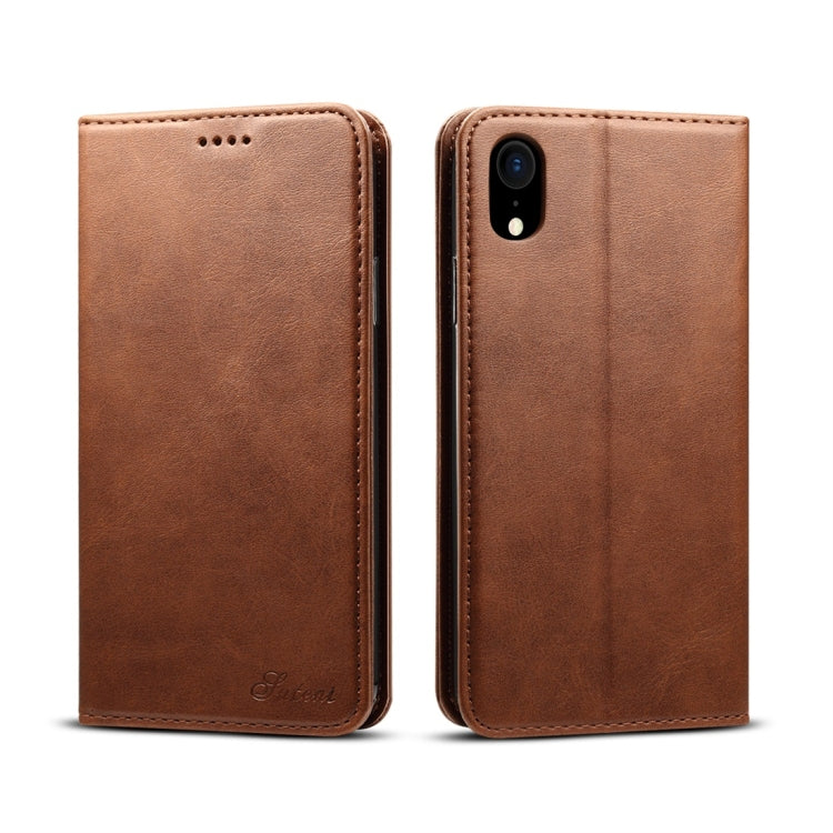 For iPhone XR Suteni Calf Texture Horizontal Flip Leather Case with Holder & Card Slots & Wallet