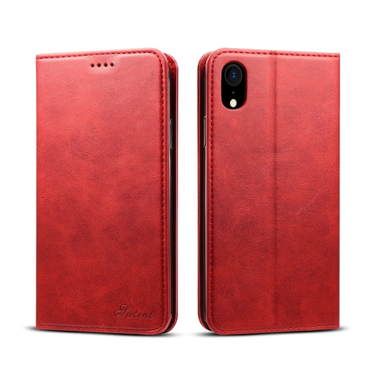 For iPhone XR Suteni Calf Texture Horizontal Flip Leather Case with Holder & Card Slots & Wallet