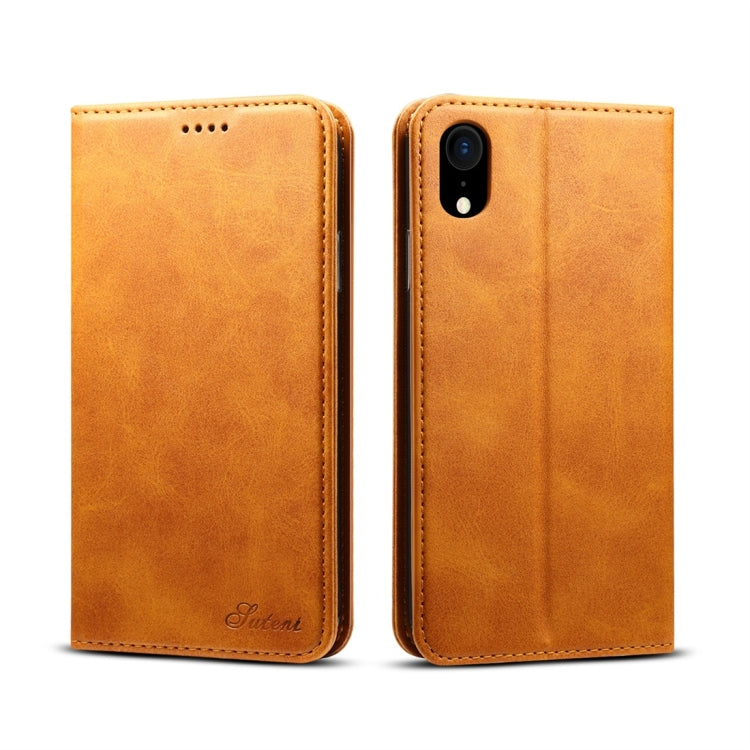 For iPhone XR Suteni Calf Texture Horizontal Flip Leather Case with Holder & Card Slots & Wallet