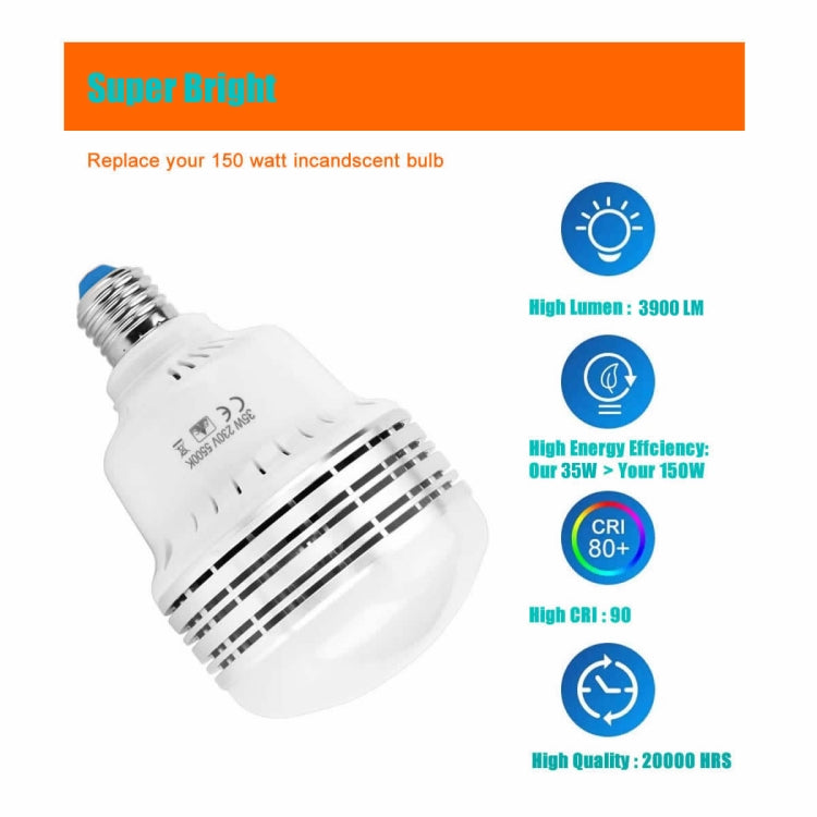 MANTOO PGL35 35W 120V 5500K 3900LM LED Light Bulb for Photography Lighting