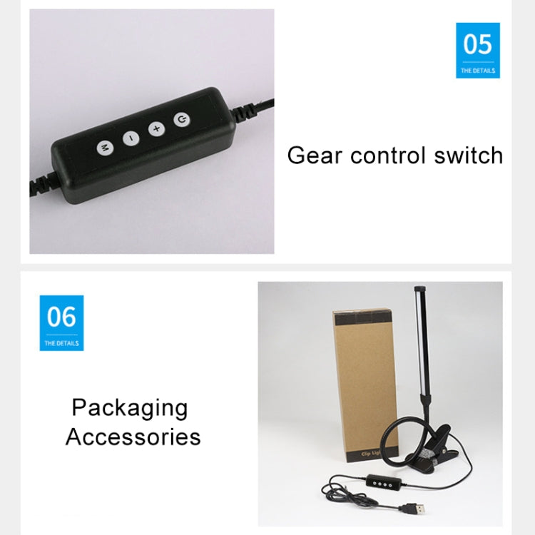 LED Desk Lamp 8W Folding Adjustable USB Charging Eye Protection Table Lamp, USB Charge Version + Power Plug