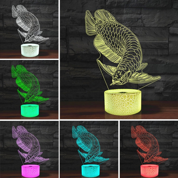Fish Shape 3D Colorful LED Vision Light Table Lamp, Crack Touch Version