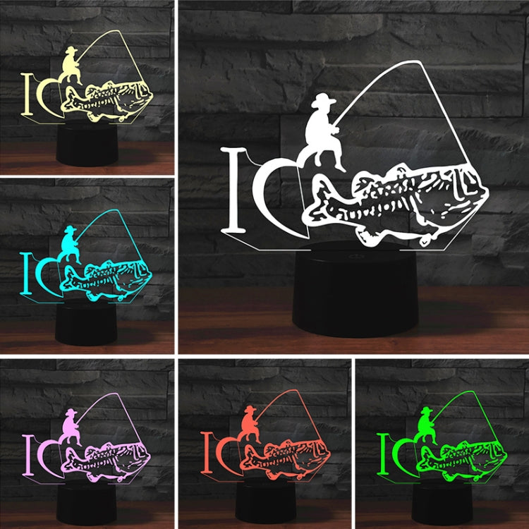 Fishing Shape 3D Colorful LED Vision Light Table Lamp, USB & Battery Version