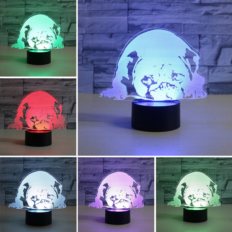 Prostrated Dog Shape 3D Colorful LED Vision Light Table Lamp, Charging Touch Version