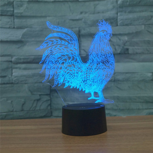 Cock Shape 3D Colorful LED Vision Light Table Lamp, Crack Touch Version