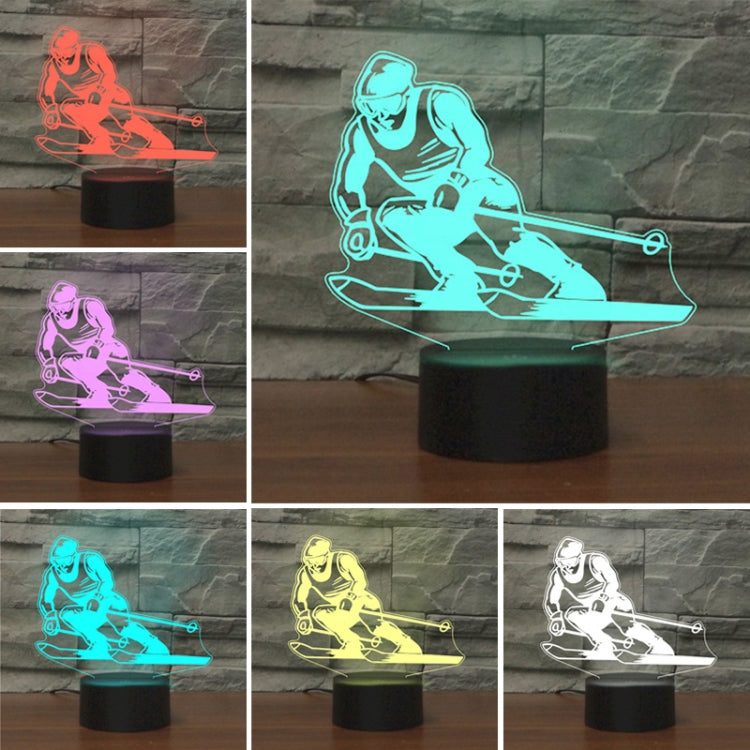 Skiing Shape 3D Colorful LED Vision Light Table Lamp, USB & Battery Version, USB & Battery Version