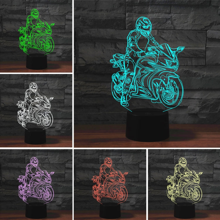 Motorcycle Shape 3D Colorful LED Vision Light Table Lamp, USB Touch Version