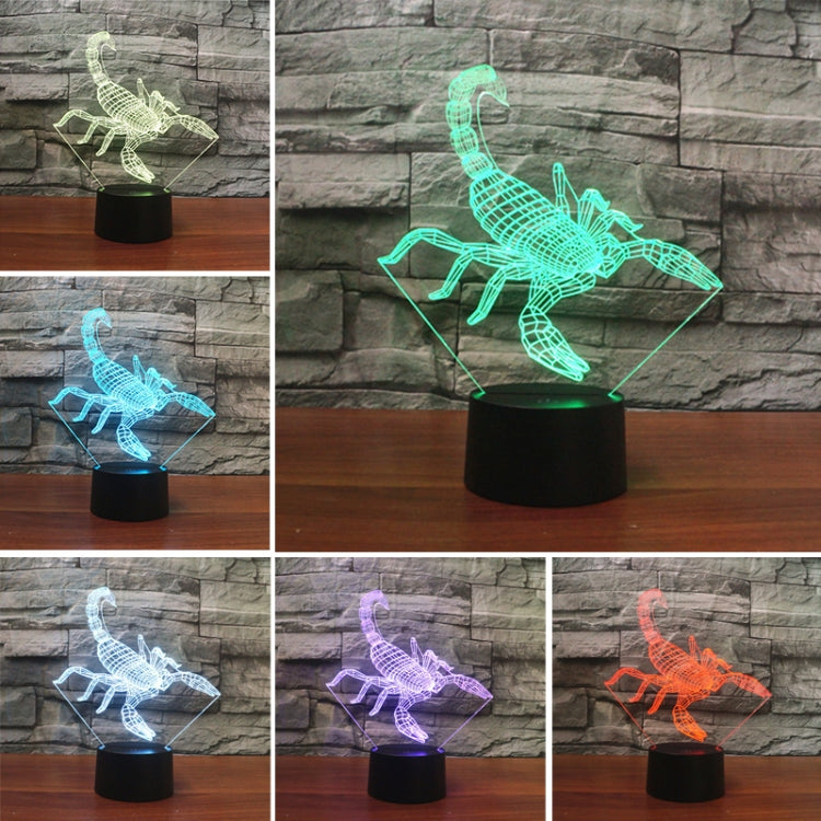Scorpion Shape 3D Colorful LED Vision Light Table Lamp, USB Touch Version