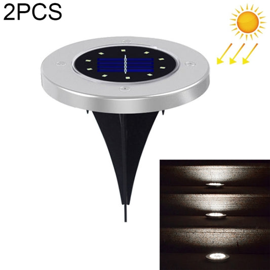 2 PCS 10 LEDs Solar Powered Buried Light Under Ground Lamp IP65 Waterproof Outdoor Garden Street Light, 10 LEDs