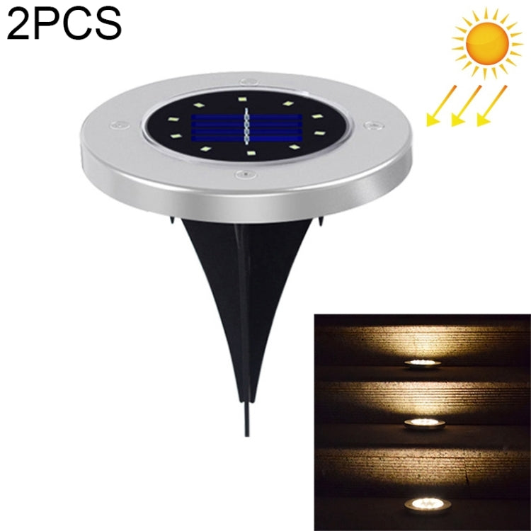 2 PCS 10 LEDs Solar Powered Buried Light Under Ground Lamp IP65 Waterproof Outdoor Garden Street Light, 10 LEDs