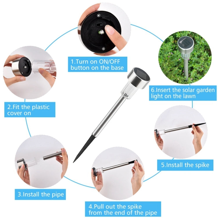 10 PCS Solar Energy Outdoor Lawn Lamp Stainless Steel IP65 Waterproof LED Decorative Garden Light