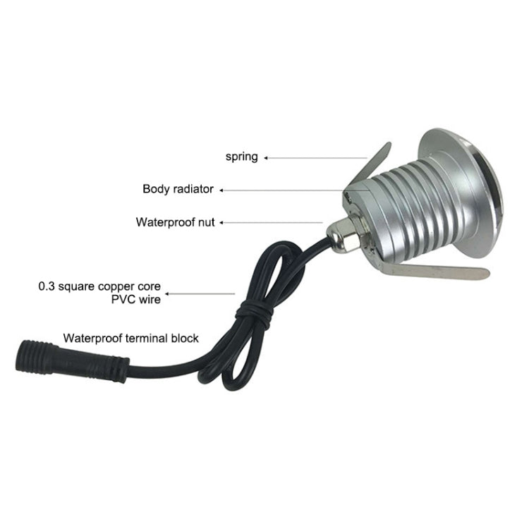 3W LED Embedded Polarized Buried Lamp IP67 Waterproof Turtle Shell Lamp Outdoor Garden Lawn Lamp, Warm Light 3000K Q1 One-way Light