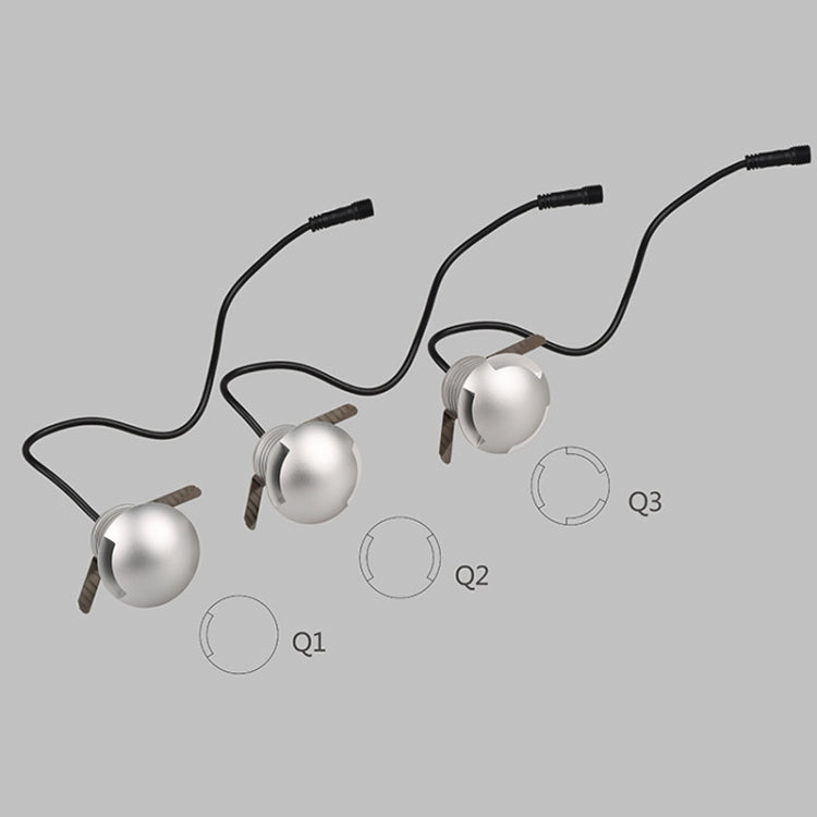 3W LED Embedded Polarized Buried Lamp IP67 Waterproof Turtle Shell Lamp Outdoor Garden Lawn Lamp, Warm Light 3000K Q1 One-way Light