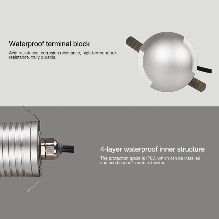 3W LED Embedded Polarized Buried Lamp IP67 Waterproof Turtle Shell Lamp Outdoor Garden Lawn Lamp, Warm Light 3000K Q2 Two-way Light
