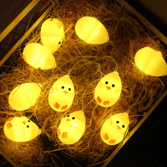 Cute Yellow Chicken Type 1.5m 10 LEDs Battery Decorative Lamp Easter Holiday Household Party Decorative Light