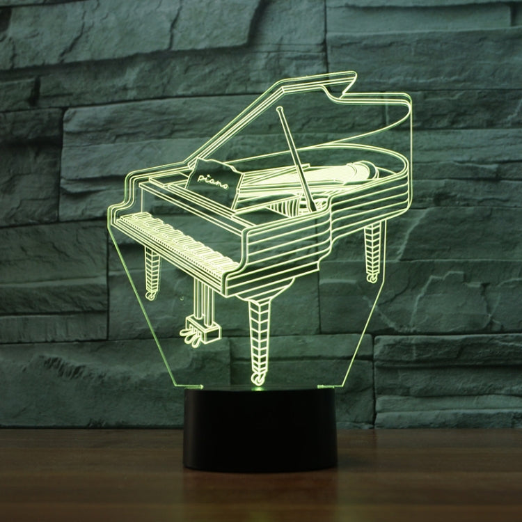 Piano Shape 3D Colorful LED Vision Light Table Lamp, 16 Colors Remote Control Version