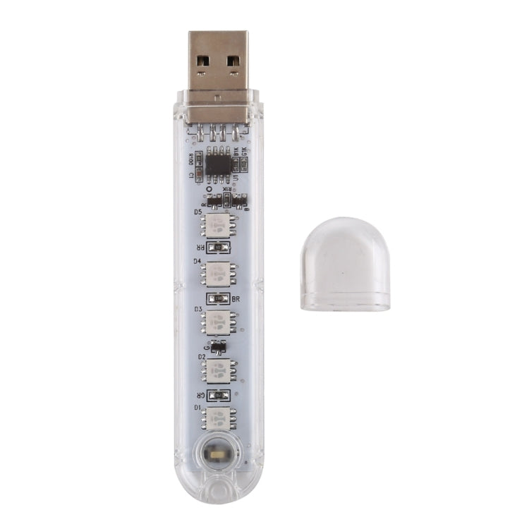 5V Colorful 5LEDs USB LED Light Portable Small Night Light with Switch