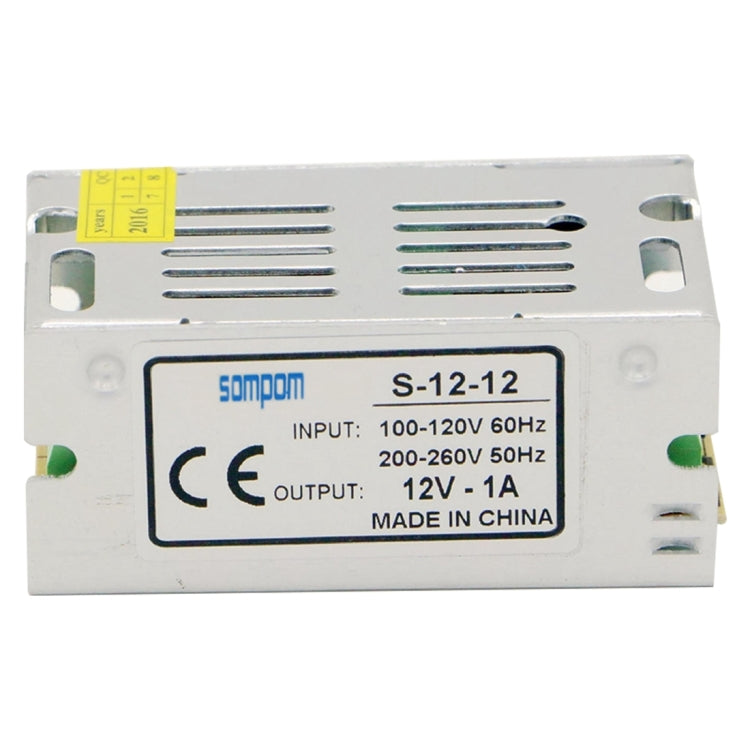 SOMPOM S-12-12 12W 12V 1A Iron Shell Driver LED Light Strip Lighting Monitor Power Supply