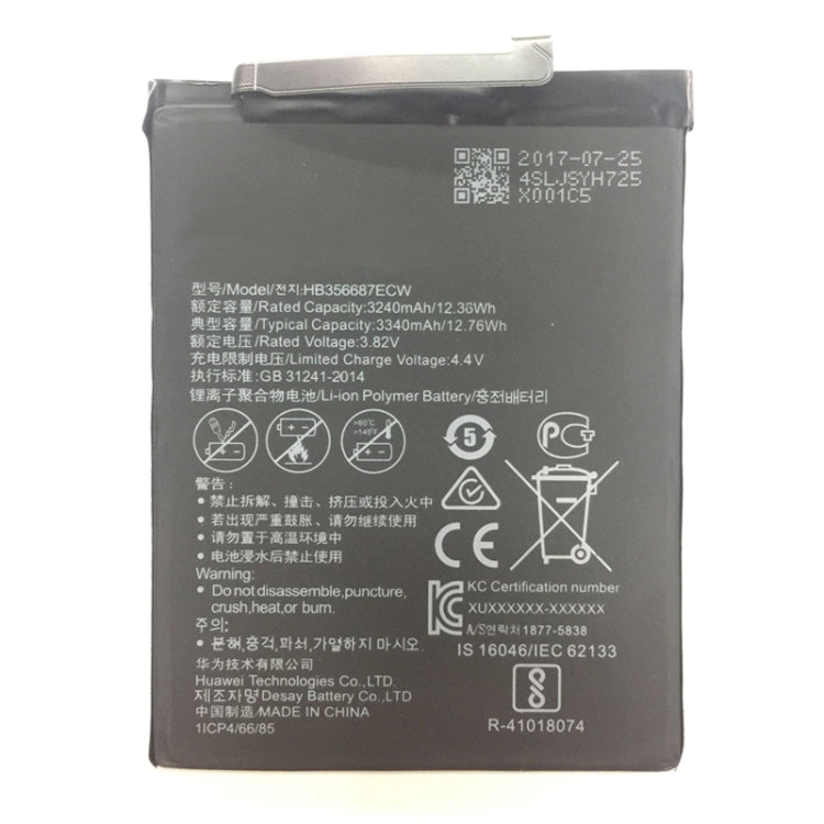 3240mAh Li-Polymer Battery HB356687ECW for Huawei nova 2 Plus / BAC-AL00 / Honor Play 7X