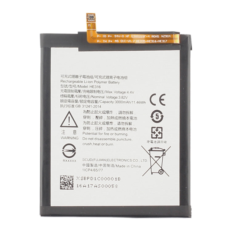 HE316 Li-ion Polymer Battery for Nokia 6 TA-1000 TA-1003