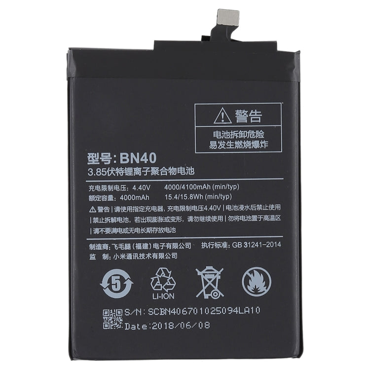 4000mAh BN40 for Xiaomi Redmi 4 Prime Li-Polymer Battery