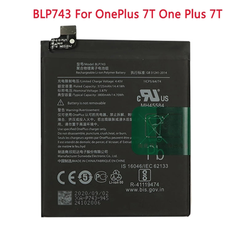 3800mAh BLP743 for OnePlus 7T Li-ion Polymer Battery
