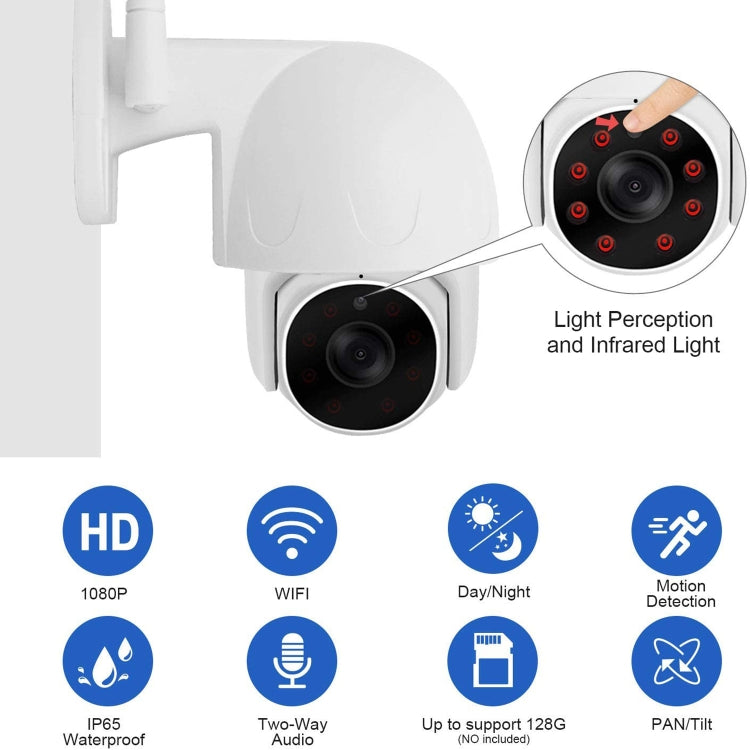 Tuya QX45 1080P Full HD IP65 Waterproof 2.4G Wireless IP Camera, Support Motion Detection & Two-way Audio & Night Vision & TF Card, AU Plug