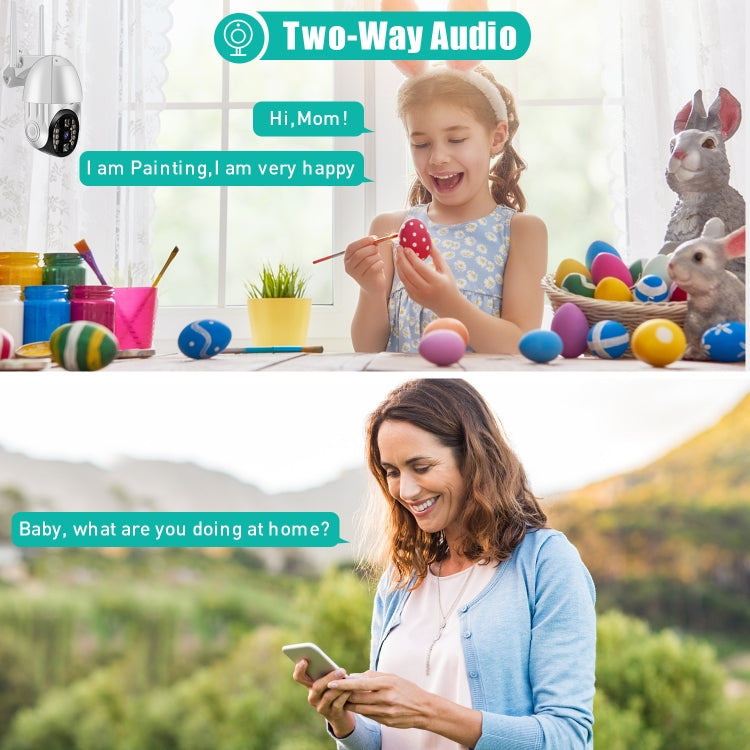 QX33 1080P Panoramic PTZ 360 Degree Rotating WIFI Camera, Support Day and Night Full Color & Two-way Voice Intercom & Motion Detection Alarm & Video Playback & 64GB TF Card, AU Plug