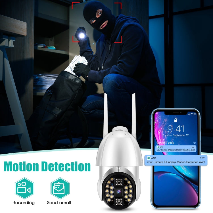 QX33 1080P Panoramic PTZ 360 Degree Rotating WIFI Camera, Support Day and Night Full Color & Two-way Voice Intercom & Motion Detection Alarm & Video Playback & 64GB TF Card, AU Plug