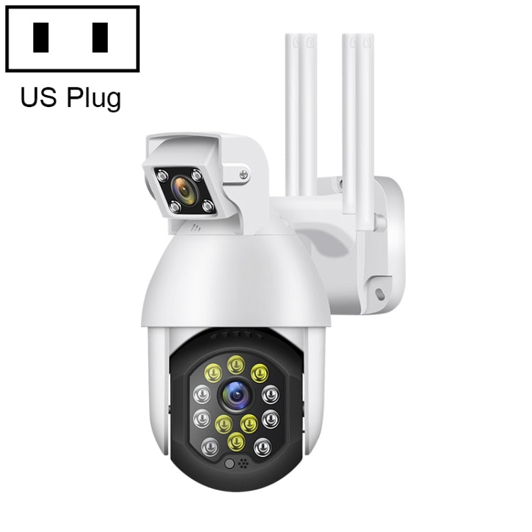 QX41 1080P 2.0MP Dual Lens IP66 Waterproof Panoramic PTZ WIFI Camera, Support Day and Night Full Color & Two-way Voice Intercom & Smart Alarm & Video Playback & 128GB TF Card, AU Plug