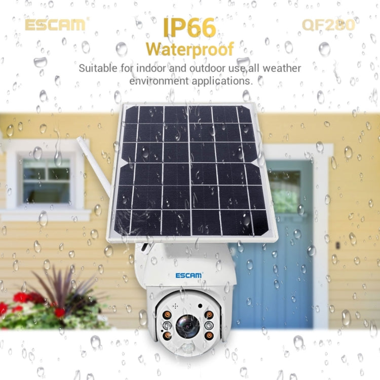ESCAM QF280 HD 1080P IP66 Waterproof WiFi Solar Panel PT IP Camera with Battery, Support Night Vision / Motion Detection / TF Card / Two Way Audio