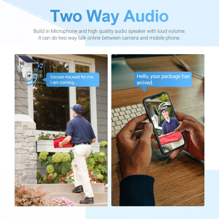 ESCAM QF480 EU Version HD 1080P IP66 Waterproof 4G Solar Panel PT IP Camera without Battery, Support Night Vision / Motion Detection / TF Card / Two Way Audio