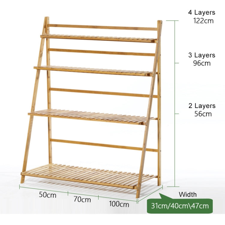 Bamboo 3-Tier Hanging Plant Stand Planter Shelves Flower Pot Storage Rack Folding Display Shelving Plants Shelf, Width: 100cm