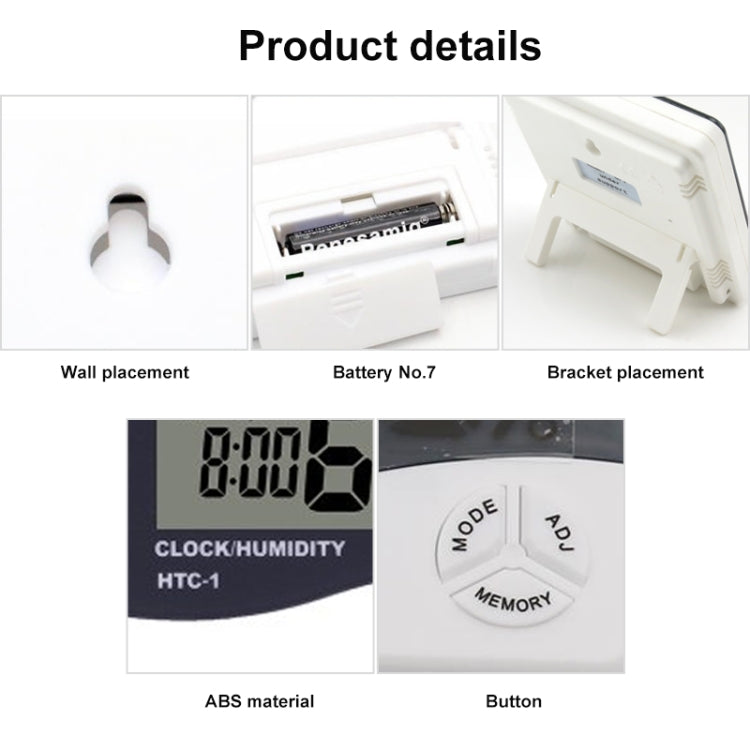 3.8 inch LCD Digital Temperature & Humidity Meter with Clock / Calendar (HTC-1)