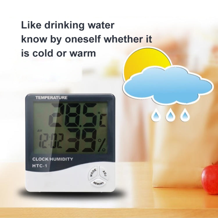 3.8 inch LCD Digital Temperature & Humidity Meter with Clock / Calendar (HTC-1)