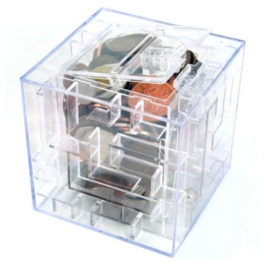3D Puzzle Transparent Money Maze Bank Saving Coin Gift Box