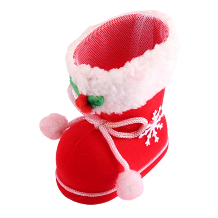 Santa Pattern Christmas Decoration Flocking Stocking Boot Candy Bag, Size: 9cm x 10cm x 5cm