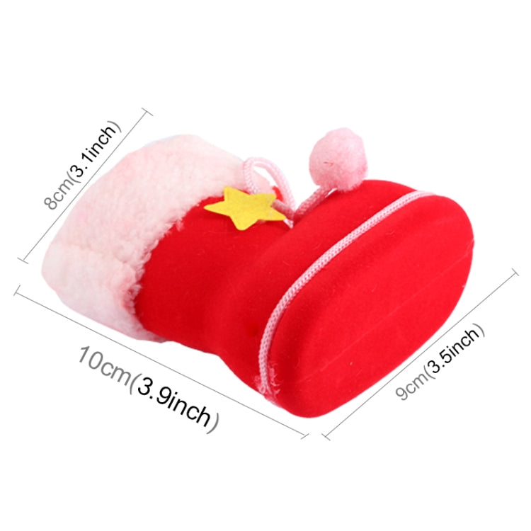 Santa Pattern Christmas Decoration Flocking Stocking Boot Candy Bag, Size: 9cm x 10cm x 5cm