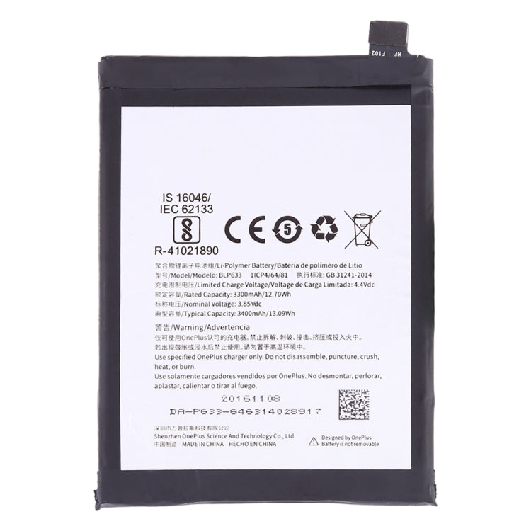 3300mAh BLP633 for OnePlus 3T Li-Polymer Battery