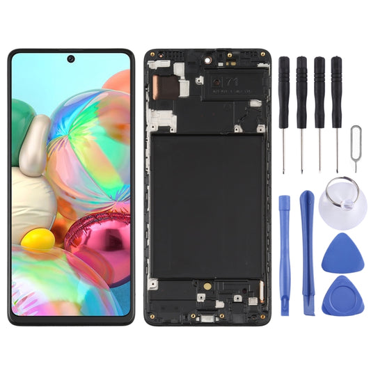 Original Super AMOLED Material LCD Screen and Digitizer Full Assembly with Frame for Galaxy A71
