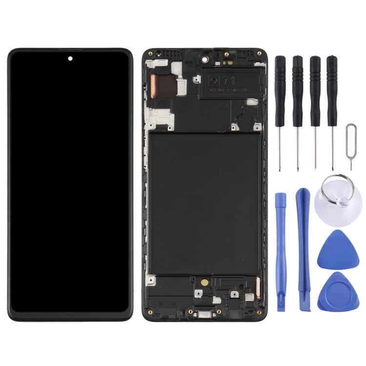 Original Super AMOLED Material LCD Screen and Digitizer Full Assembly with Frame for Galaxy A71